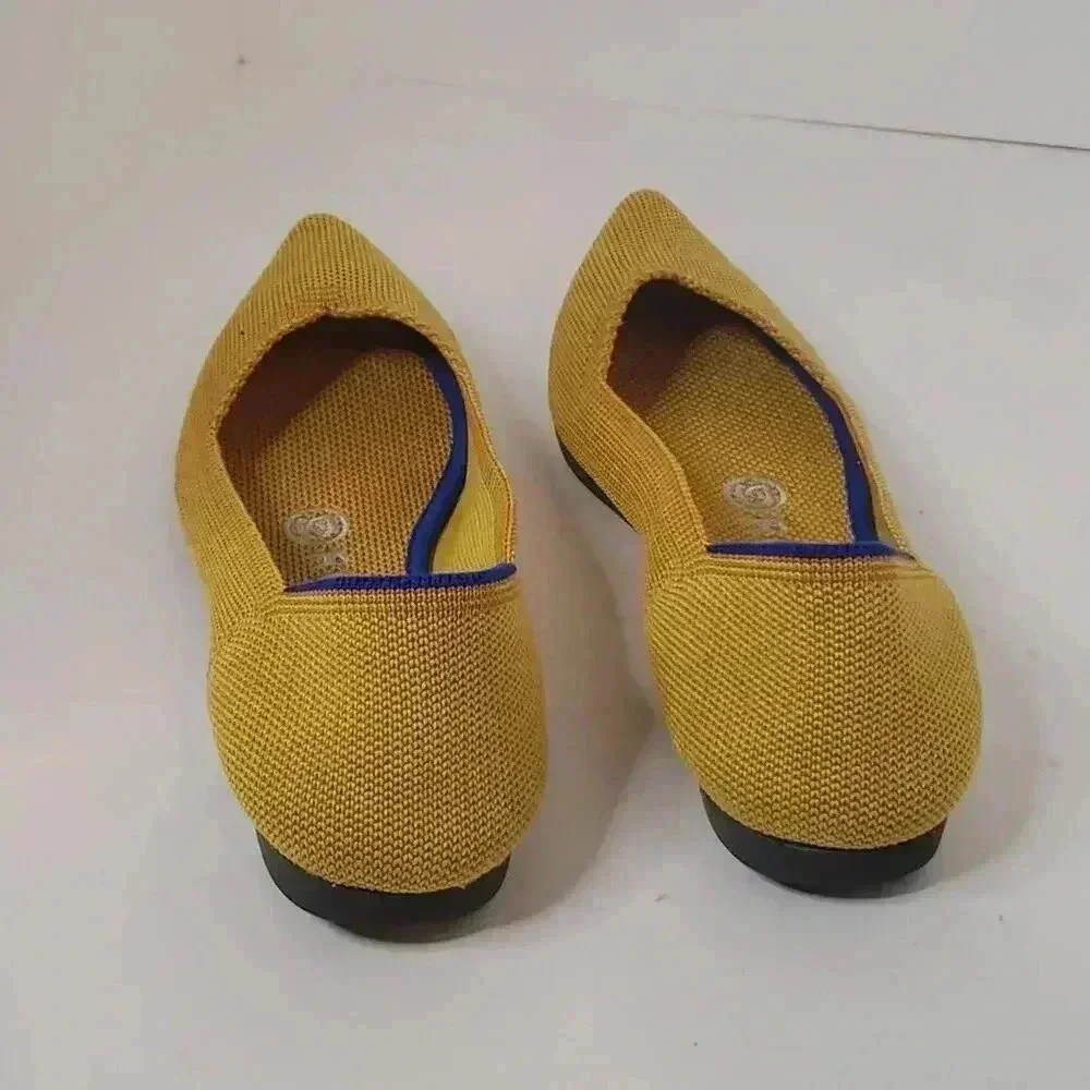 Rothy's Shoe Size 5.5 Yellow Rubber Woven Pointed Toe closed heel Shoes